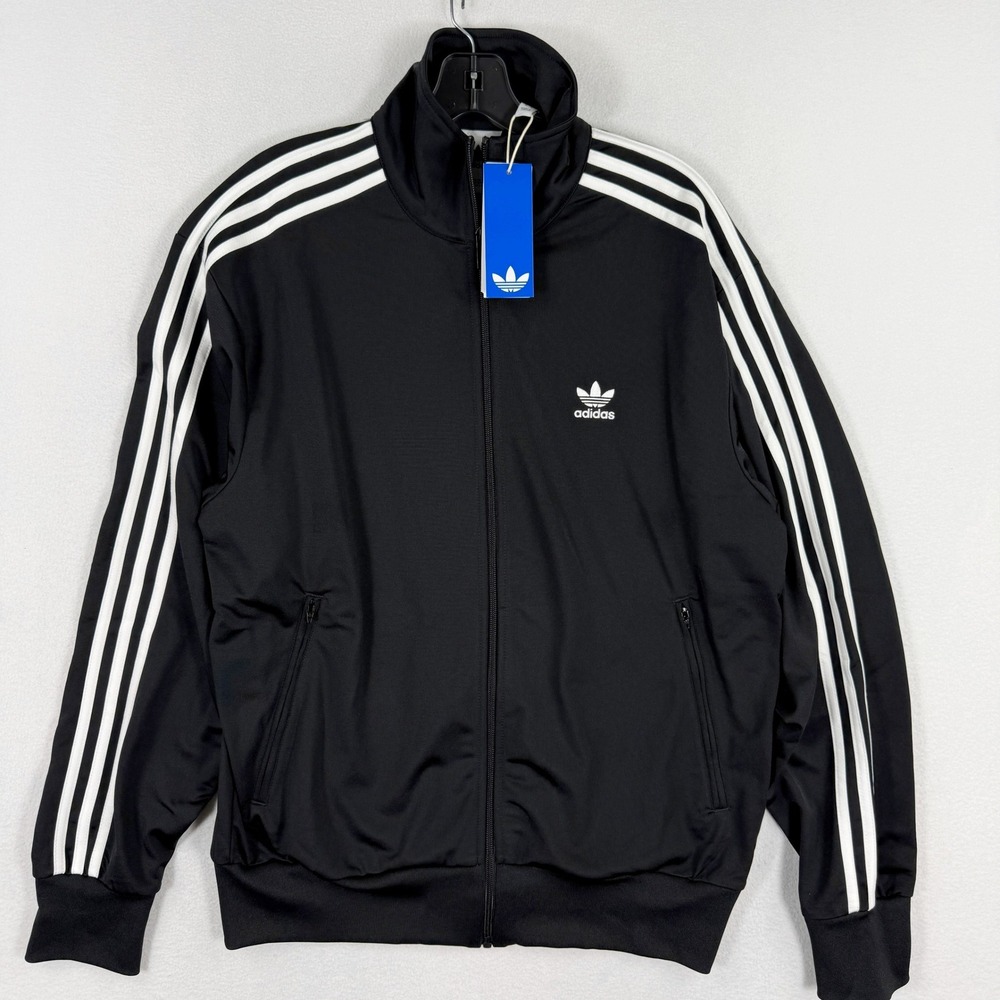 adidas Black Track Jacket with White Stripes